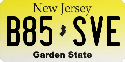 NJ license plate B85SVE