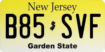 NJ license plate B85SVF