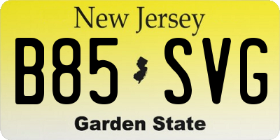 NJ license plate B85SVG