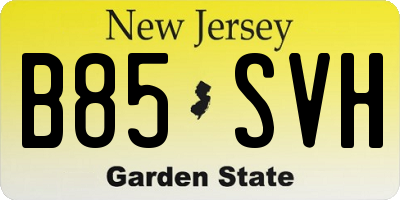 NJ license plate B85SVH