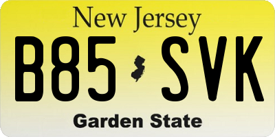 NJ license plate B85SVK