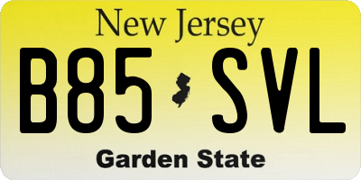 NJ license plate B85SVL