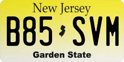 NJ license plate B85SVM