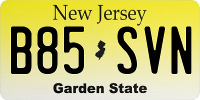 NJ license plate B85SVN