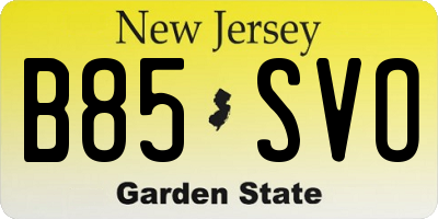 NJ license plate B85SVO