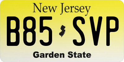 NJ license plate B85SVP
