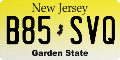 NJ license plate B85SVQ