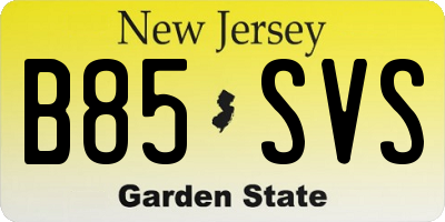 NJ license plate B85SVS