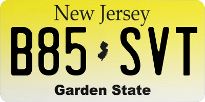 NJ license plate B85SVT