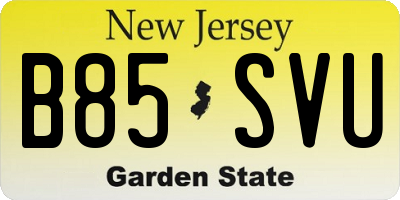 NJ license plate B85SVU