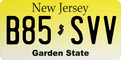 NJ license plate B85SVV