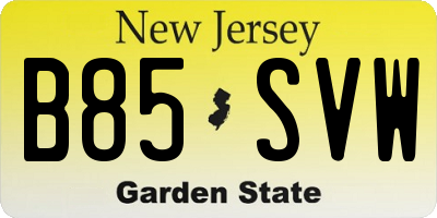 NJ license plate B85SVW