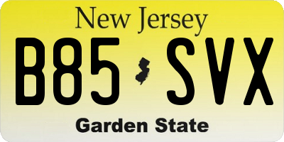 NJ license plate B85SVX