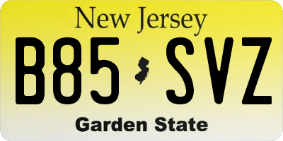 NJ license plate B85SVZ