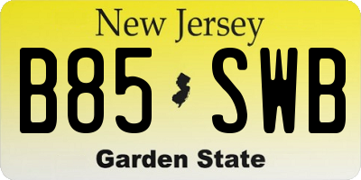 NJ license plate B85SWB
