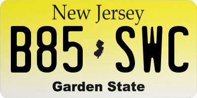 NJ license plate B85SWC