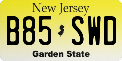 NJ license plate B85SWD