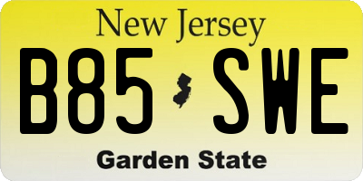 NJ license plate B85SWE