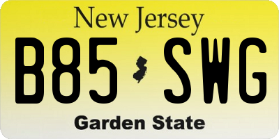 NJ license plate B85SWG