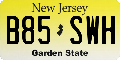 NJ license plate B85SWH