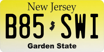 NJ license plate B85SWI