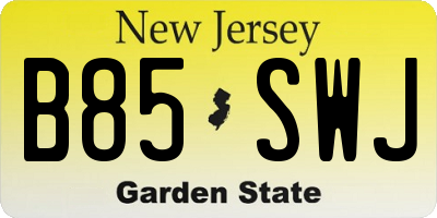 NJ license plate B85SWJ