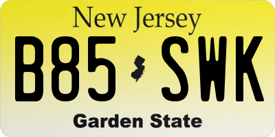 NJ license plate B85SWK