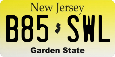 NJ license plate B85SWL