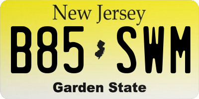 NJ license plate B85SWM