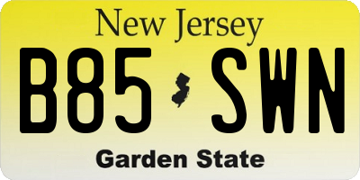 NJ license plate B85SWN