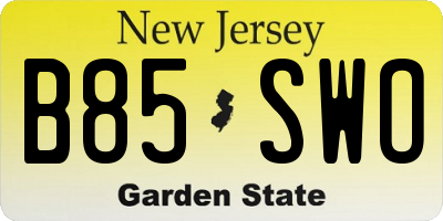 NJ license plate B85SWO