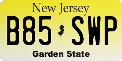 NJ license plate B85SWP
