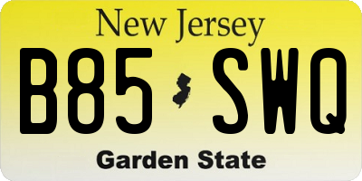 NJ license plate B85SWQ