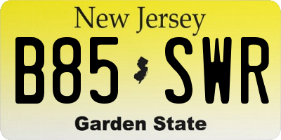NJ license plate B85SWR