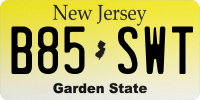 NJ license plate B85SWT