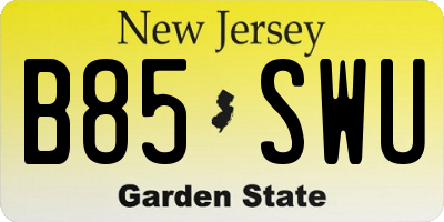 NJ license plate B85SWU