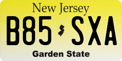 NJ license plate B85SXA