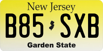 NJ license plate B85SXB