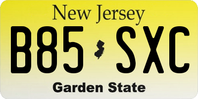 NJ license plate B85SXC