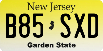 NJ license plate B85SXD