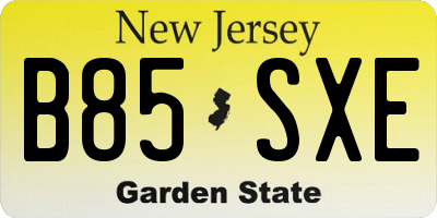 NJ license plate B85SXE