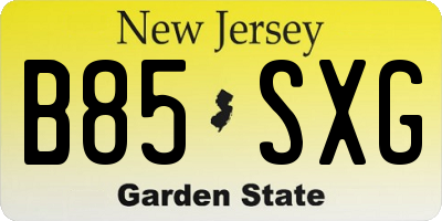 NJ license plate B85SXG