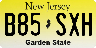 NJ license plate B85SXH
