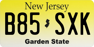 NJ license plate B85SXK