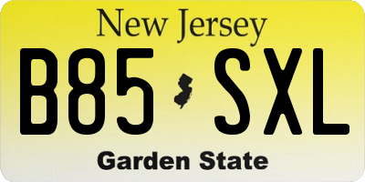 NJ license plate B85SXL
