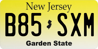 NJ license plate B85SXM
