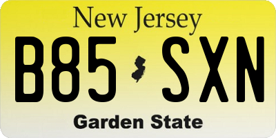 NJ license plate B85SXN