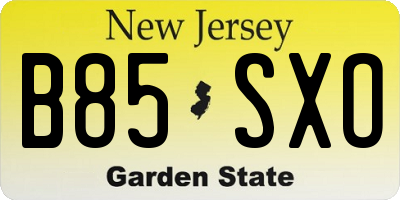 NJ license plate B85SXO