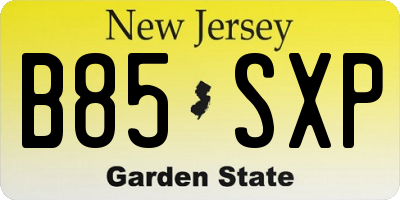 NJ license plate B85SXP