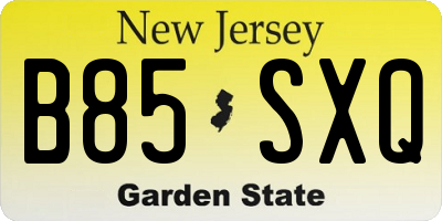 NJ license plate B85SXQ